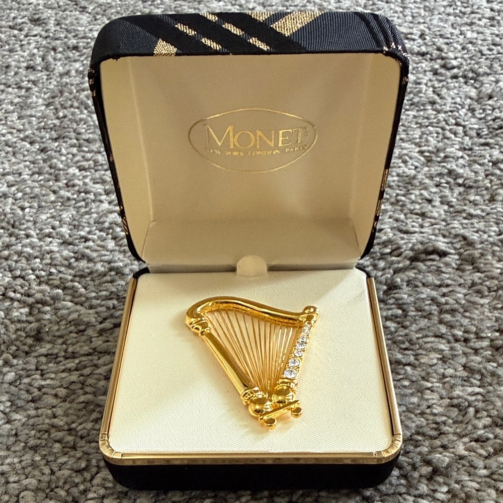 Plaid Black and Gold Jewelry Box